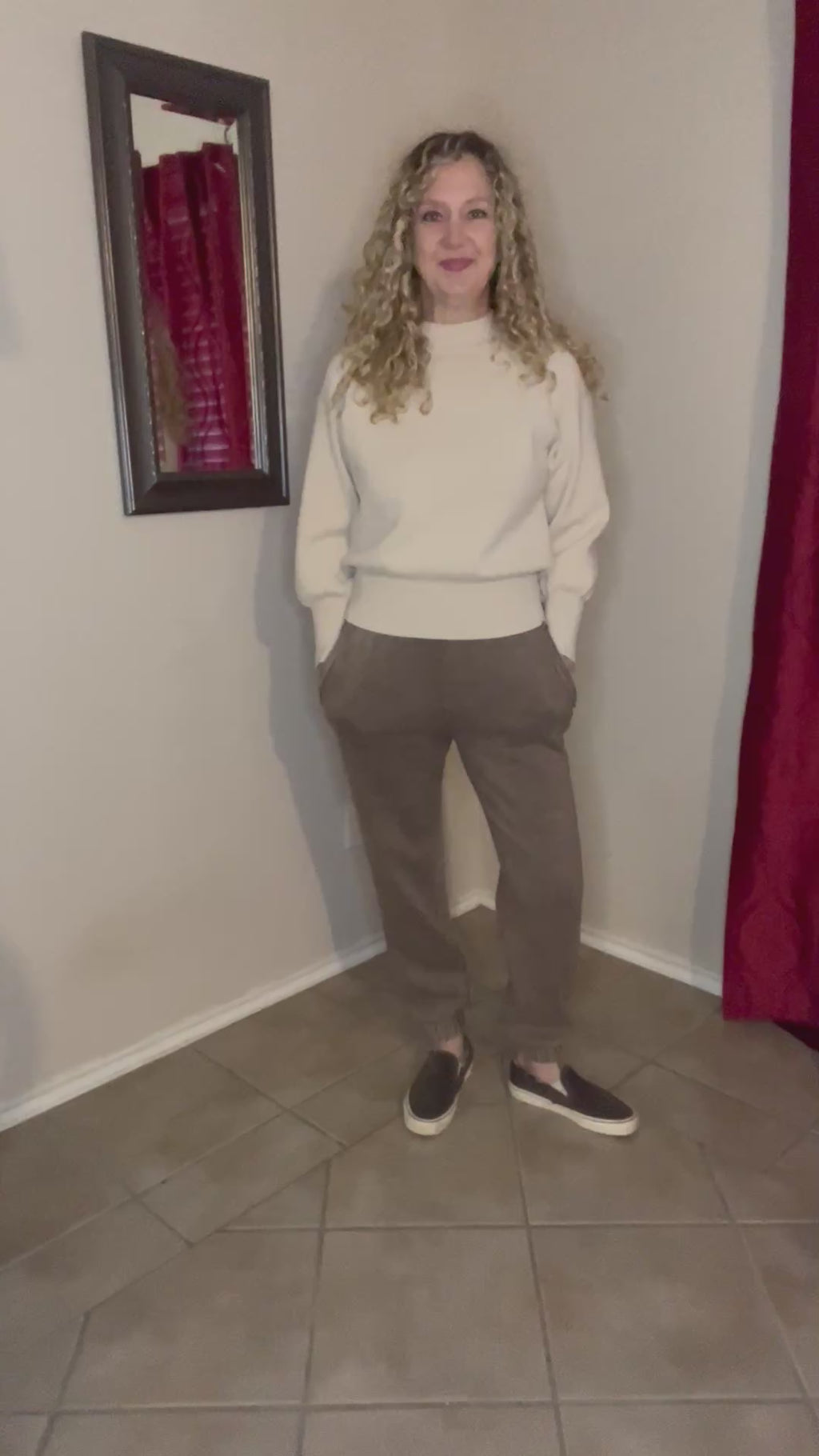 Maeve Acid Wash Fleece Sweatpants with Pockets in Lt Rose/Pink