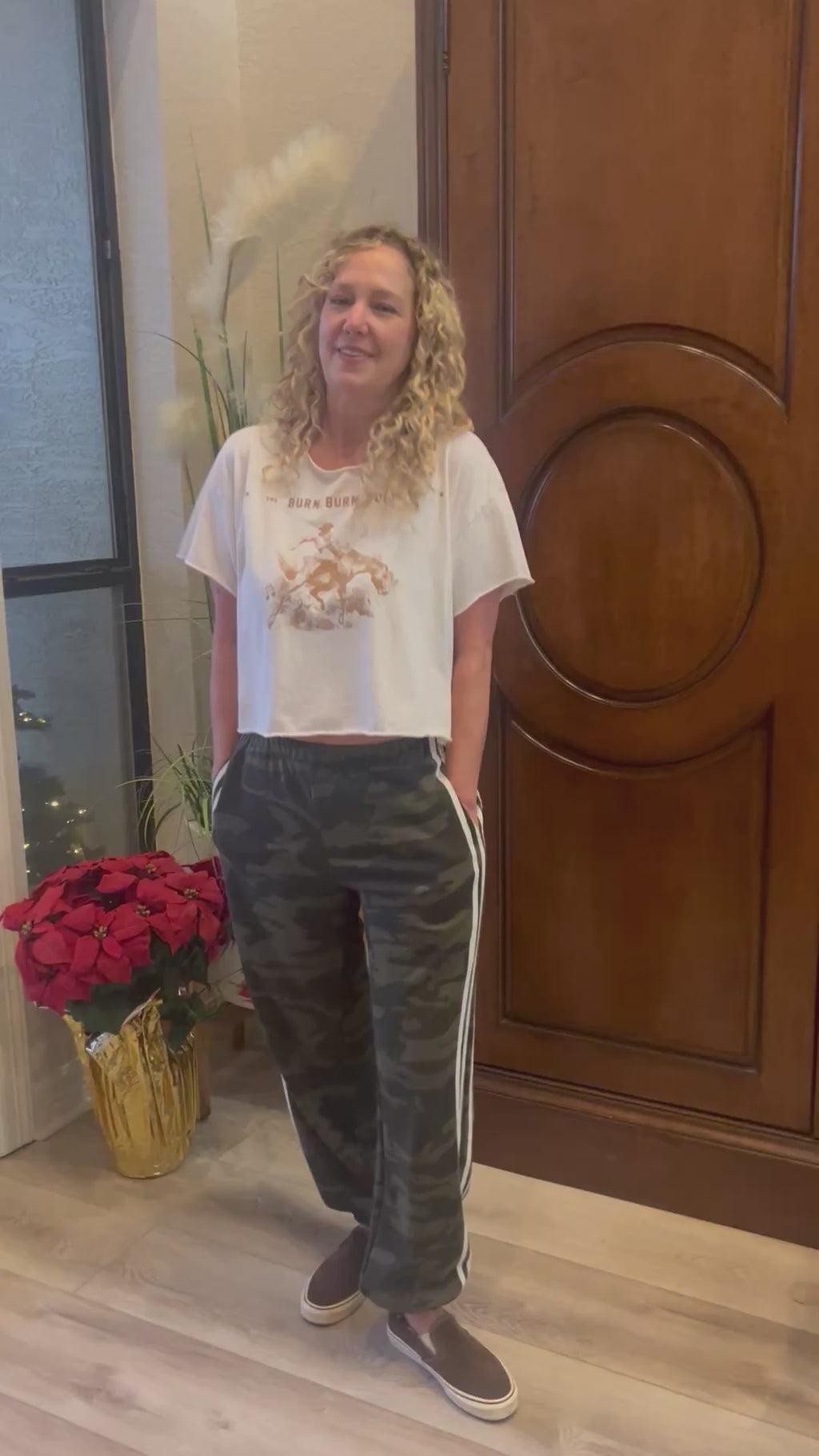 Cora Camouflage Pants With Side White Stripes