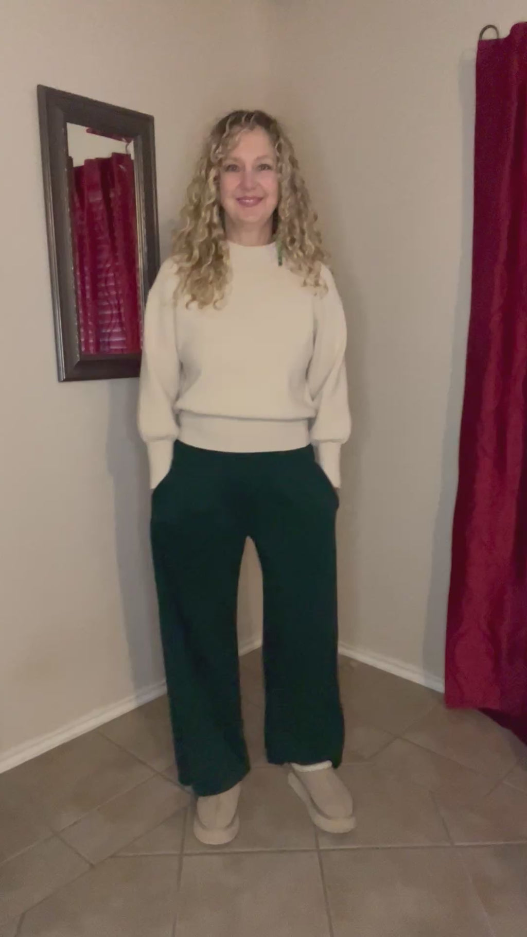 Hazel Elastic Drawstring Waistband Wide Leg Pants in Ecru